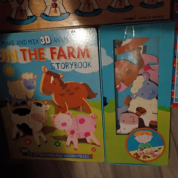 Lot of 5 chunky puzzles and board book with figures, Melissa and Doug, Simplex - Picture 4 of 6